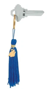 12-PC Blue Tassel w/ Golden Grad Cap Keychains Graduation Key Chain Favors #517 - Picture 1 of 6