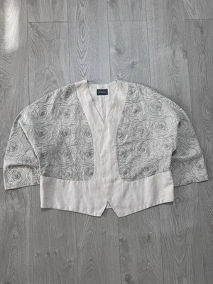 OSKA Women’s Linen Kimono-Style Blazer “Jacke Kim” Embroidered Floral Size 1 (S) - Image 1 of 4
