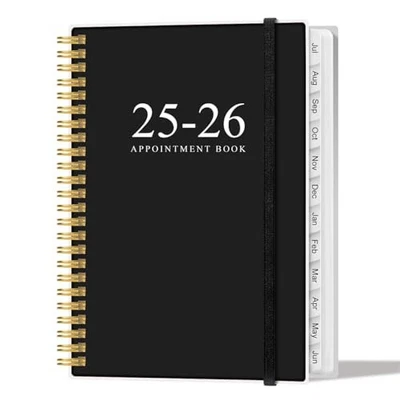 Libro y planificador de citas 2025-2026 - planificador por hora de 6,4" x 8,5" negro Foto 1 de 4