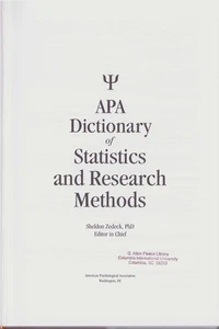 Apa Dictionary of Statistics and Research Methods - Picture 1 of 1