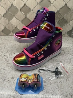 Heelys Womens VELOZ HE101027 hightop sneakers Purple/Rainbow/white New - Image 1 of 4