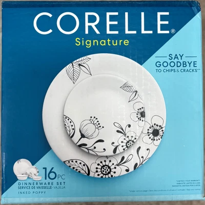 New Corelle Signature Inked Poppy 16-piece Dinnerware Set 1137480 - Image 1 of 4