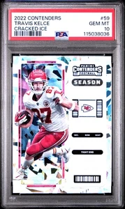 Panini Contenders 2022 Travis Kelce #59 Cracked Ice PSA 10 - Imagen 1 de 2