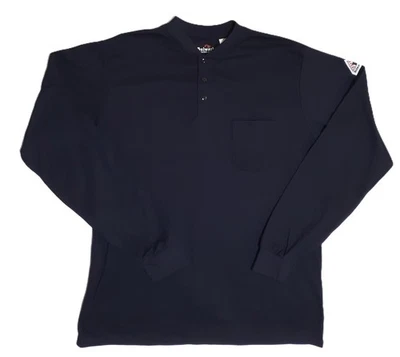 衬衫 Bulwark 2XL 蓝色男式耐火口袋长袖亨利 SEL2NV — 第 1/4 张图片