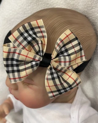 "Diadema de moño a cuadros de 3"" color negro tostado, diadema de arco de pelo tartán rojo negro tostado" Foto 1 de 4