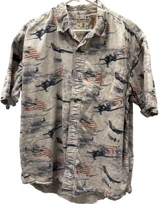 Camisa informal marca Red Head, S/S, XL, blanco roto con banderas americanas y militares Foto 1 de 4