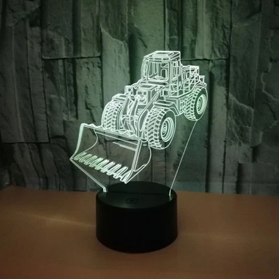 3D Illusion Bulldozer Touch LED Night Warm Light Decor Baby Kids Gift Child Room - Image 1 of 4