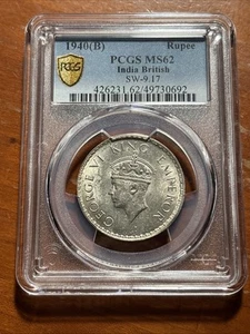 1940(B) British India Rupee - PCGS MS62 - SW-9.17 - Picture 1 of 4