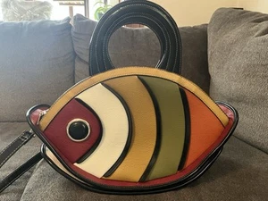 Systyle Paris Fish XL Handbag Satchel W/attachable Crossbody Strap Zip Statement - Picture 1 of 22