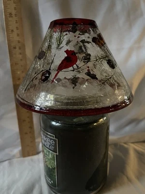 Yankee Candle Crackle Glass Shade Holiday Birds And Berries - Image 1 of 4