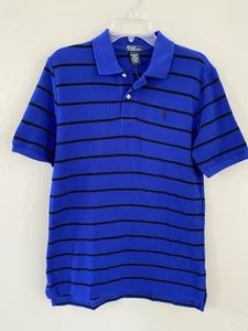 NWT Polo Ralph Lauren  Boys Size XL Royal Blue Stripe Short Sleeve Mesh Shirt - Picture 1 of 6