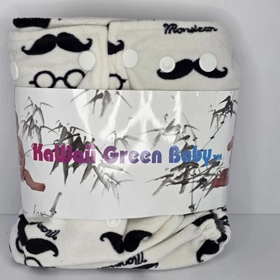 Pañales de tela de bambú premium talla única verde KaWaii para bebé Foto 1 de 2