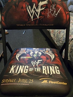 WWF/WWE King of the Ring 2000 PPV Chair Signed by Kurt Angle Fleet Center Boston - Image 1 of 4
