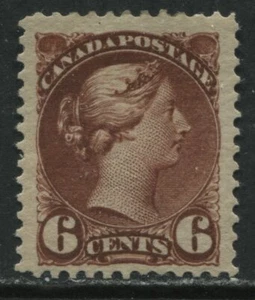 1888 Canada QV 6 cents red brown Small Queen mint o.g. hinged - Bild 1 von 1