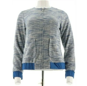 NEU ISAAC MIZRAHI LIVE! 87 $ strukturierte Strick-Bomberjacke - französisch blau - Größe X-Large - Bild 1 von 4