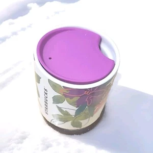 Starbucks Ceramic Floral Spring Tumbler Cup Travel Mug - w/ Plastic Lid New 8oz. - Picture 1 of 3