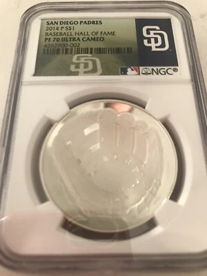 2014 Baseball HOF HALL FAME Proof Silver $1  NGC PF70 UCAM San Diego Padres - Image 1 of 4