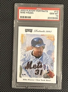 Playoff Portraits Mike Piazza 2003 #10 Salón de la fama PSA 10 gemas como nuevo - Imagen 1 de 2