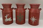 Trio de 7 1/2 pouces rouge boîte à lait de Noël décoration renne flocon de neige étoile