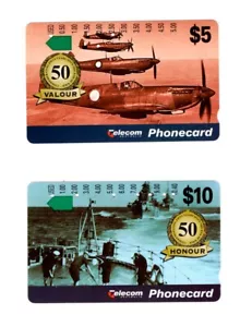 Telecom Phone Cards Commemorating 50 Years Since The End Of WWII Valor & Honour - Picture 1 of 2