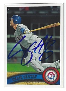 CRAIG GENTRY TEXAS RANGERS SIGNED BASEBALL CARD A'S ANGELS BALTIMORE ORIOLES - Picture 1 of 1