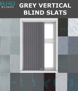 Grey Vertical Blind Replacement Slats 89mm (3.5 inch) Wide - MADE TO MEASURE - Picture 1 of 122