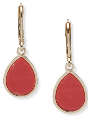 Pendientes lágrima coral metal tono oro Nine West NUEVO Foto 1 de 3