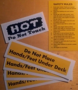 Mustang Mower Mowett Sales Co Completer decals For Rider 6 piece Cautions only - Imagen 1 de 1