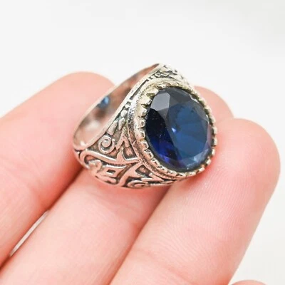 Blue Onyx Favorite Men's Ring 925 Sterling Silver Beautiful Ring, All Size M247 - Image 1 of 4