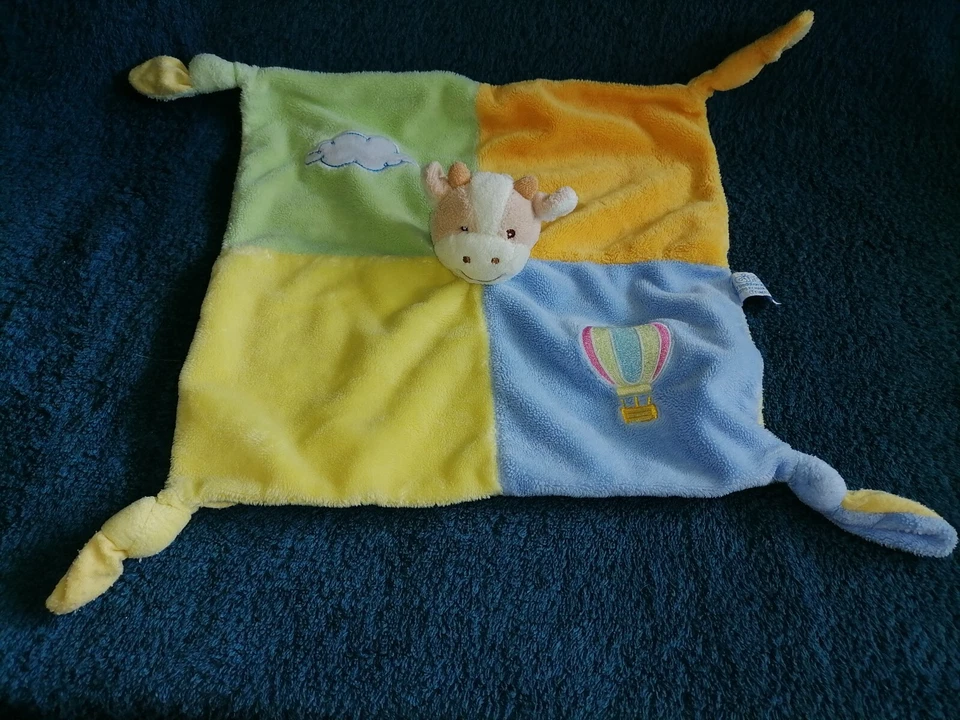 Doudou plat vache vert orange jaune bleu montgolfière Gipsy  TTBE - Photo 1/1