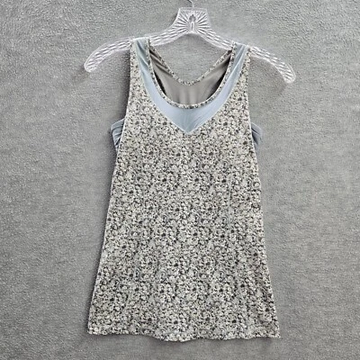 Camiseta sin mangas Lululemon para mujer ropa deportiva 4 gris tono floral con sujetador incorporado pulóver Foto 1 de 4