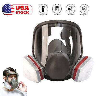 Full Face Gas Respirator Mask Reusable Anti-fog With Filters Painting Spraying • 29.99$