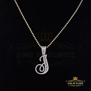 Colgante Baguette Plata 925 Amarillo 2.0ct VVS D Clr. Moissanita Letra J Hombre/Mujer - Imagen 1 de 12