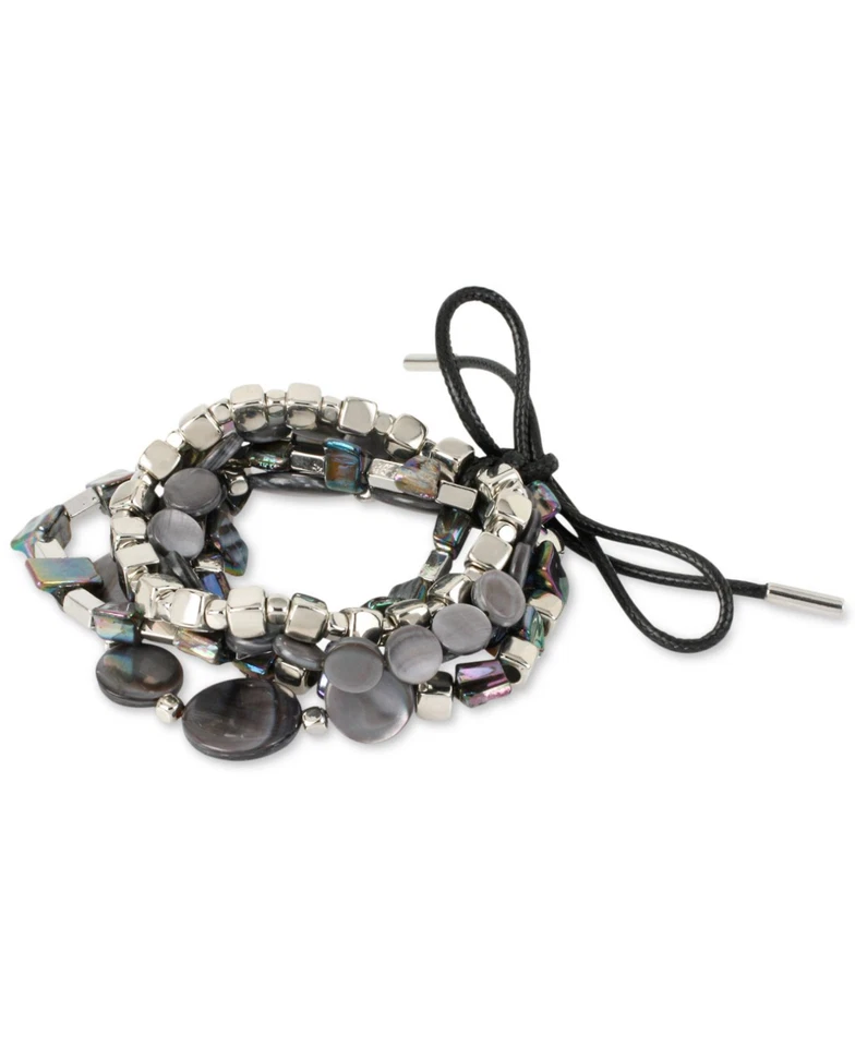 Pulsera elástica Kenneth Cole NY plateada negra concha NUEVA $55 Foto 1 de 1