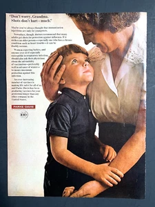 Stampa Annuncio Parke Davis Iniezioni Immunizzazione 12""x9"" Vintage 1966 Nonna e Ragazzo - Foto 1 di 1