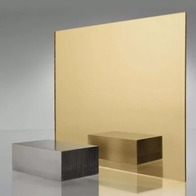 Acrylic Plexiglass Plastic Sheet - 1/8" Thick - Gold Mirror #1300 - 24" x 24" - Image 1 of 4