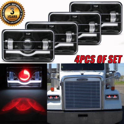 4x6" 300W LED Headlights For Kenworth T800 Freightliner FLD120 Peterbilt 379 378 - Image 1 of 4