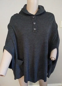 Suéter poncho Theory 100 % lana gris carbón talla única - Imagen 1 de 5