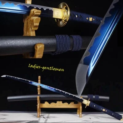 Espada Ninja de Acero Manganeso Azul Muy Afilada Japonesa Samurai Katana Molienda a Mano Foto 1 de 4