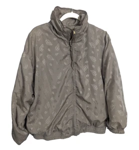 Chaqueta cortavientos de colección años 90 ACTIVE STUDIO beige patrón de hojas cremallera talla grande O2 - Imagen 1 de 6