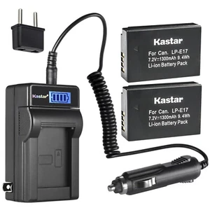 Kastar Battery 2-Pack + Charger for Canon LP-E17 T6i T6s T7i  750D 760D 800D X9i - Picture 1 of 5