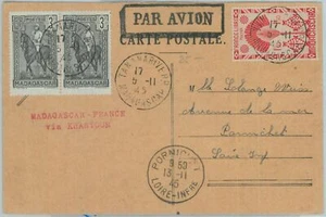 81139 - MADAGASCAR - POSTAL HISTORY - CARD to FRANCE via KHARTOUM 1945 - Picture 1 of 1