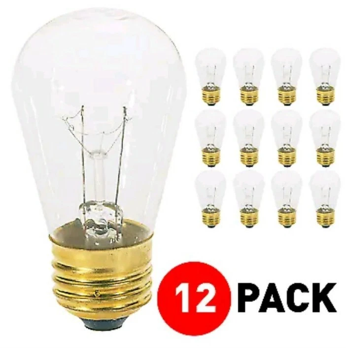 (12 Pack) 11S14/CL CLEAR Patio/String Sign Bulb 11 Watt S14 Medium E26 Base - Image 1 of 1