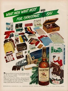 1951 Hunter Blended Whiskey Alcohol Vintage Print Ad Wish List Christmas Golf - Picture 1 of 8
