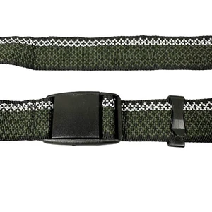 Braided Green Golf Canvas Ribbon Belt Woven Black Push Release Buckle Size XL - Picture 1 of 8
