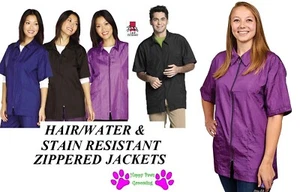 GROOMING GROOMER STYLIST BARBER Vet Tech Hair Water Resistant Nylon JACKET Coat - Picture 1 of 8