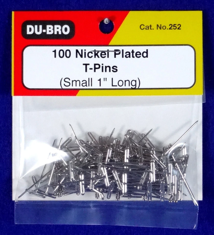 DU-BRO 1" SMALL NICKEL PLATED T-PINS (PACKAGE OF 100( CAT. # 252 ) - Image 1 of 1