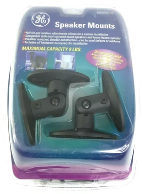 GE Universal Speaker Mounts - Includes 2 Mounts Capacity 9 LBS Black - Free Ship - Image 1 of 2
