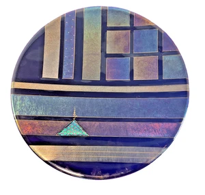 Caricabatteria piatto vetro artistico studio Jim & Sharon Barrett Glass Studios TN. Iridescente - Foto 1 di 17