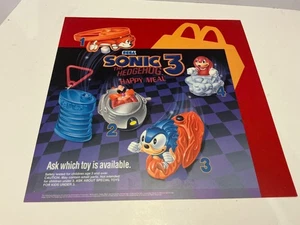 Letrero de exhibición de colección Sega 1993 Sonic The Hedgehog 3 McDonald's Happy Meal Translite - Imagen 1 de 5